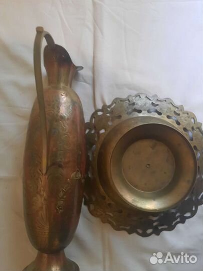 Ваза для фруктов и кувшин индия. Латунь цветная