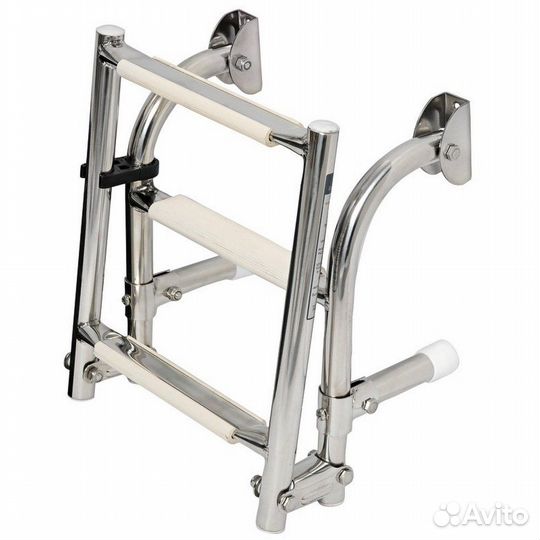 Трап складной узкий для крепления на кормовой части 3 ступеньки 630х220мм из нержавеющей стали aisi3