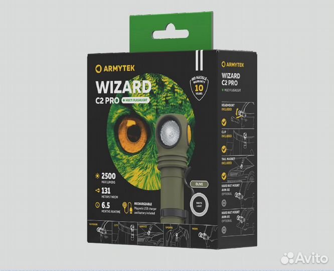 Фонарь Wizard C2 Pro Magnet USB Armytek F08701CO
