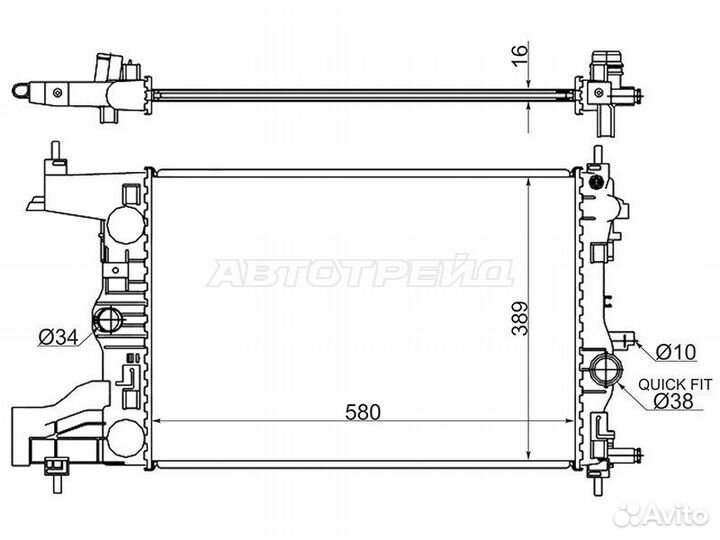 Радиатор Chevrolet Cruze 09-18 / Daewoo Lacetti 08-11 / Opel Astra 09-15 / Zafira 11-16 / Chevrolet