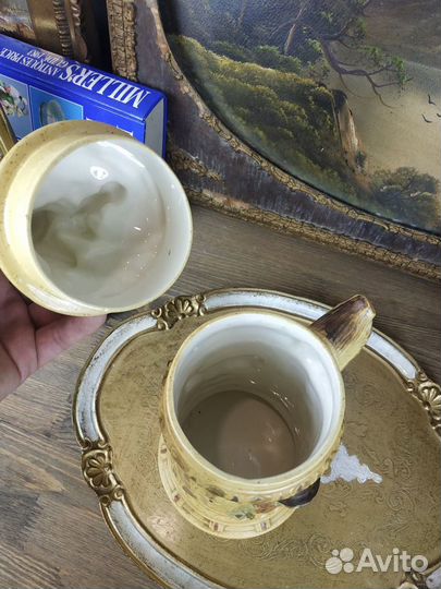 Винтажная керамическая пивная кружка с крышкой