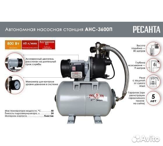 Насосная станция Ресанта анс-3600П