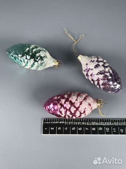 Елочные игрушки 3 шт шишки новогодние