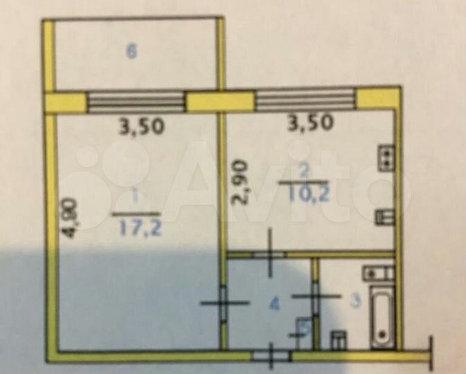 1-к. квартира, 36 м², 1/2 эт.