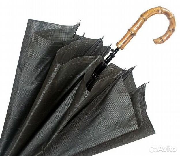 Зонт трость Три Слона 1353 10спиц бамбук серый