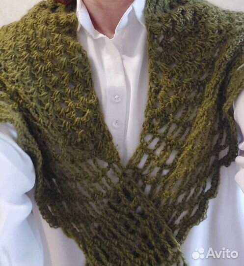 Платок шаль оливковая