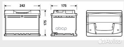 Акб 6ст- 60 exide Excell (540А) о/п низкий 242*
