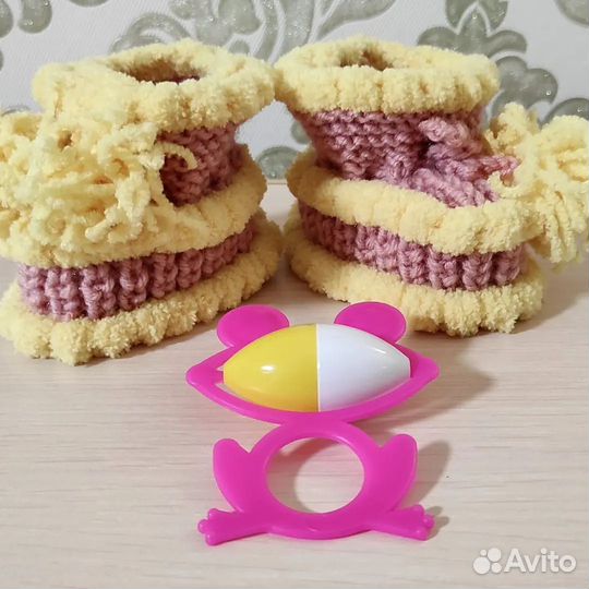 Детский пинетки спицами