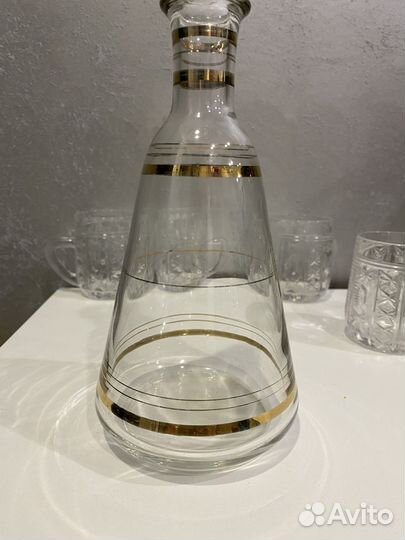 Графин СССР и хрустальные кружки СССР