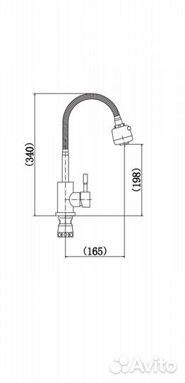 Смеситель для кухни Bizer, нержавеющая сталь