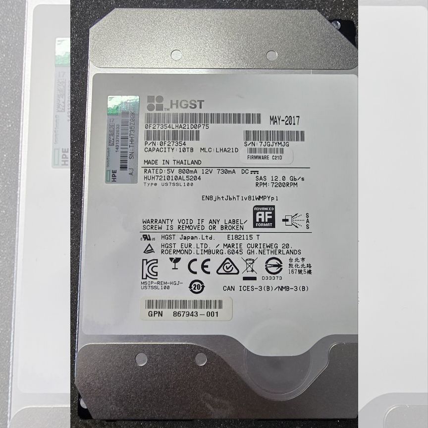 Hdd Hgst 10tb Sas 12gb/S 7.2k