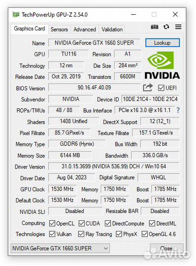 Palit GeForce GTX 1660 super GamingPro