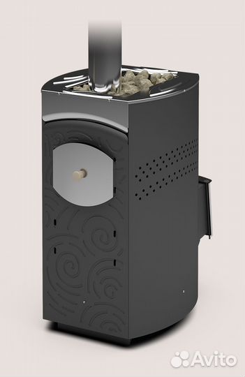 Печь для бани Домна-20 лк Панорама Теплодар
