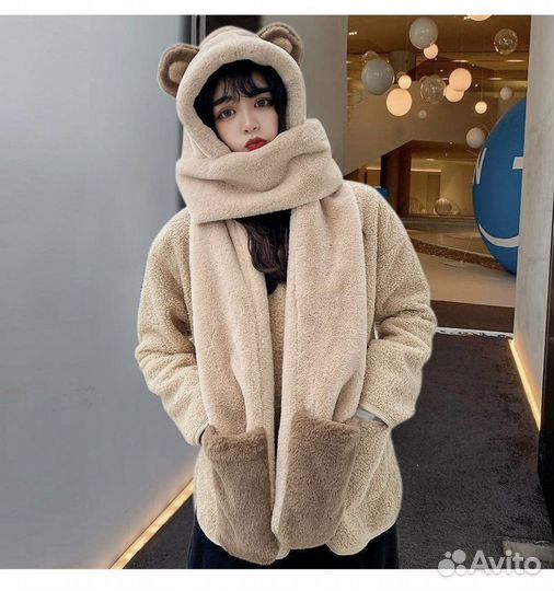 Шапка 3 в 1 с ушками на девочку