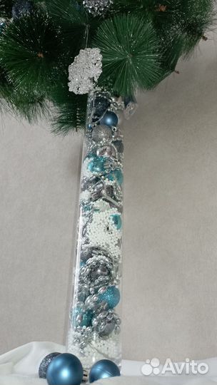 Новогодняя ваза / колба с шариками 60 см