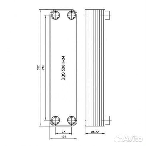 Паяный пластинчатый теплообменник GEA GBS 500H-34