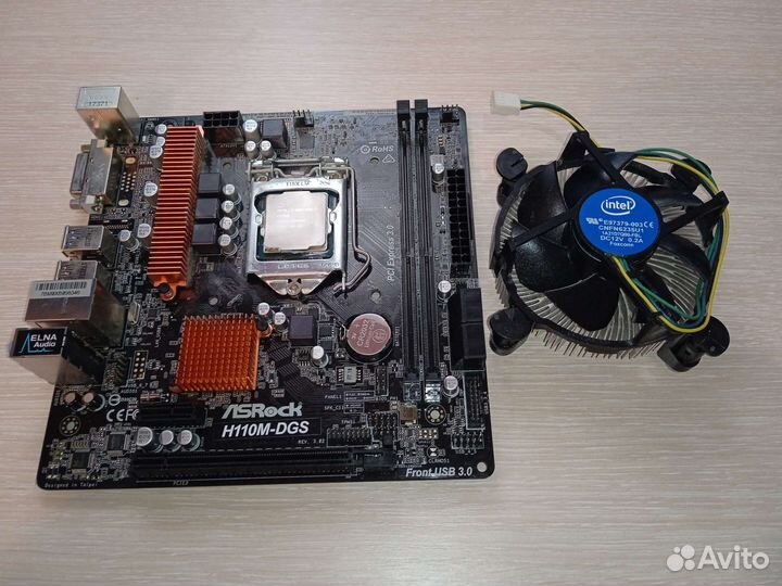 Мат.плата asrock h110m-dgs + pentium g4560 + кулер