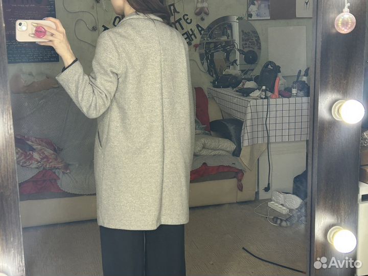 Пальто серое женское размер S