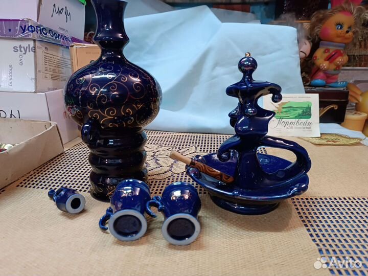 СССР Кувшин кумган пепельница кобальт