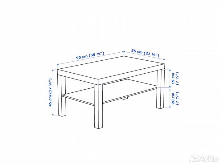 IKEA Lack Лакк cтолик журнальный 90х55 см новый