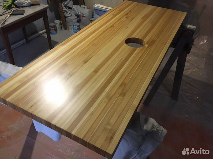 Столешница из дерева в ванную