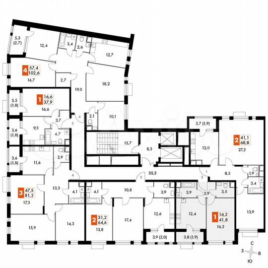 1-к. квартира, 41,8 м², 3/16 эт.