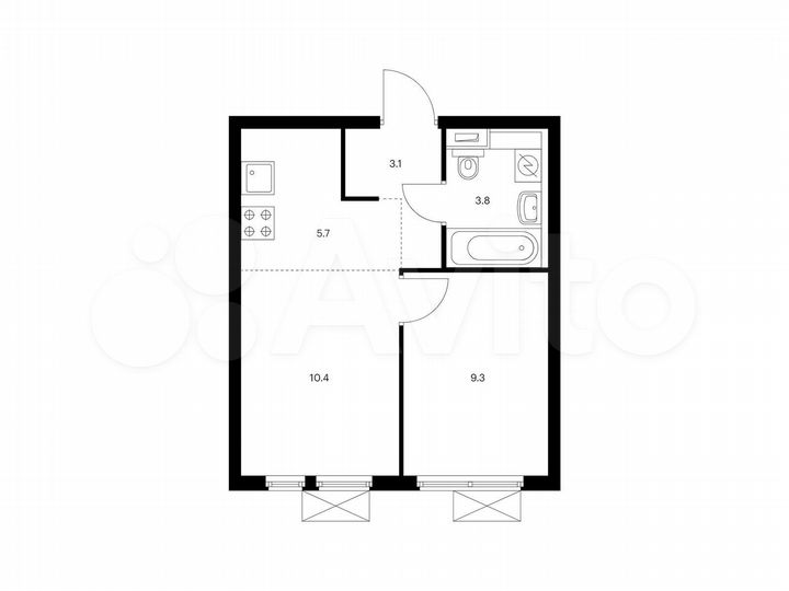 2-к. квартира, 32,3 м², 14/25 эт.