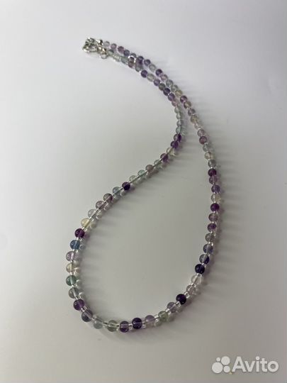 Фиолетовые бусы из камней флюорит 43 см