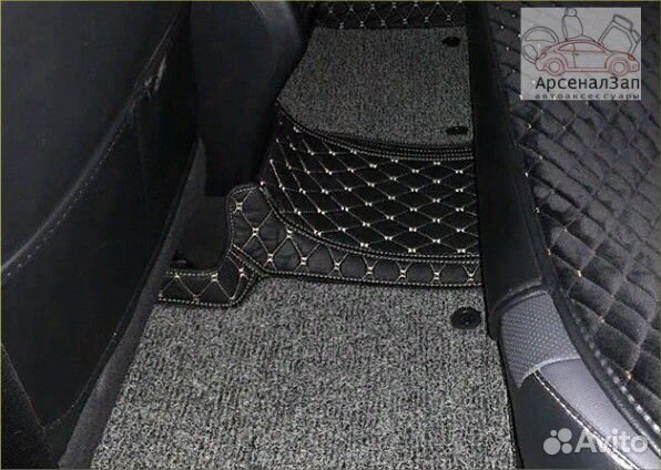 3d коврики Ford Explorer из экокожи черные/беж.шов