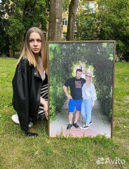 Портрет по фото на холсте, печать картин на холсте