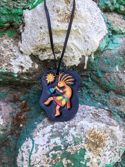 Кожаный брелок Кокопелли