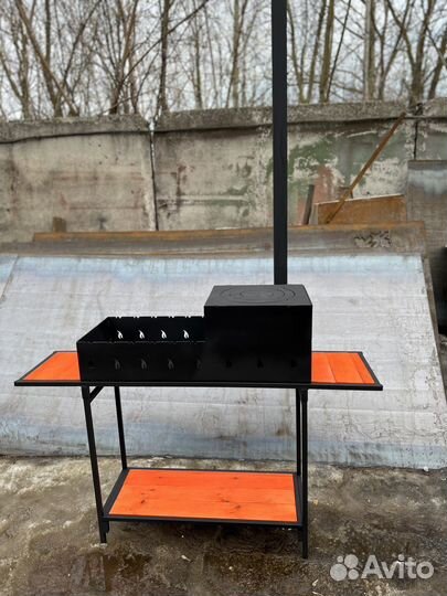 Мангал с печкой поз казан и трубой +кольца