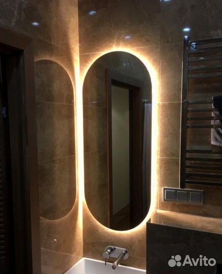 Зеркало капсула «парящее» с LED подсветкой