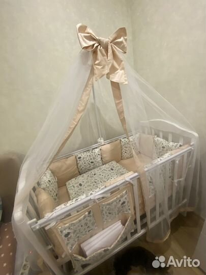 Бортики на кроватку балдахин комплект