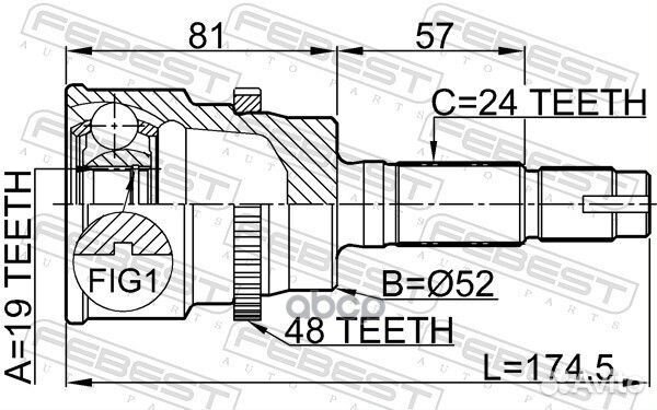 ШРУС 0910-012A48 0910-012A48 Febest