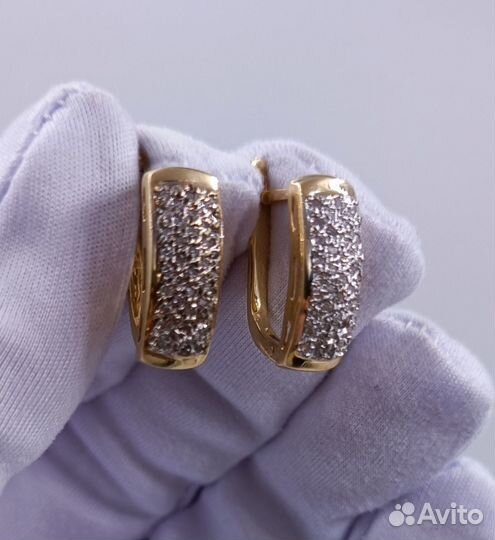 Золотые Серьги 585 пробы с бриллиантами. Рассрочка