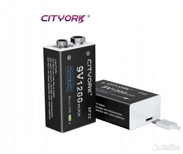 Аккумуляторная батарея 6F22 9В 1200 мАч, крона 9 В