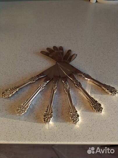 Ножи столовые с посеребрённой ручкой Мельхиор