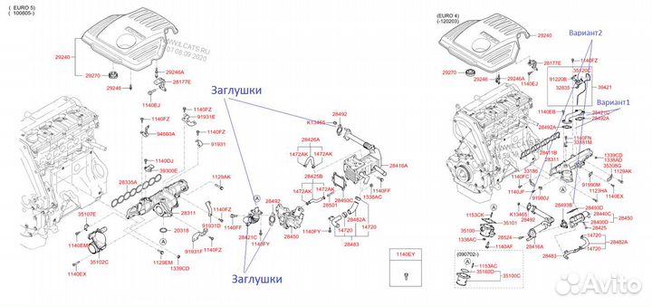 Заглушки EGR (егр) Hyundai Grand Starex, H-1 D4CB