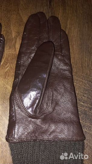 Перчатки кожа лак женские длинные