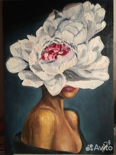 Картина маслом Пион