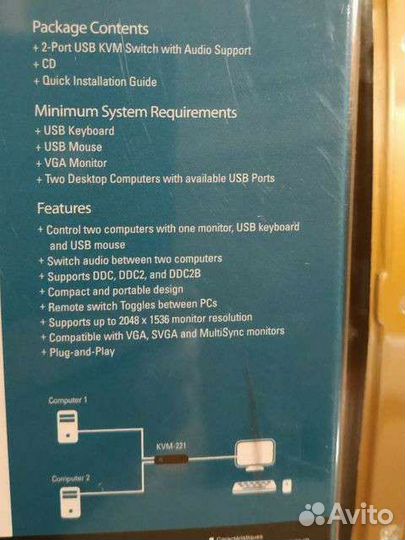 KVM-переключатель DLink KVM-221/RU (VGA/USB/аудио)