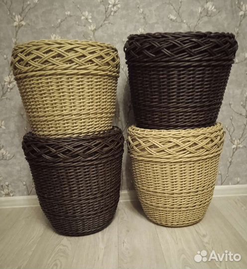 Кашпо-корзинка из ротанга