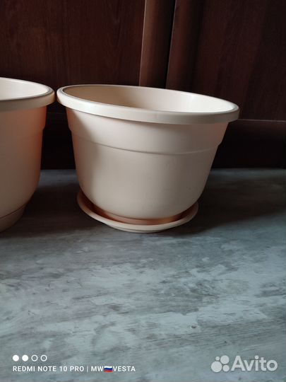 Горшок цветочный, пластик 7,5л - 6,3л