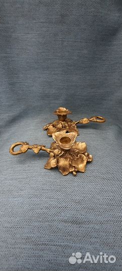 Старинные парные подсвечники бронза Европа