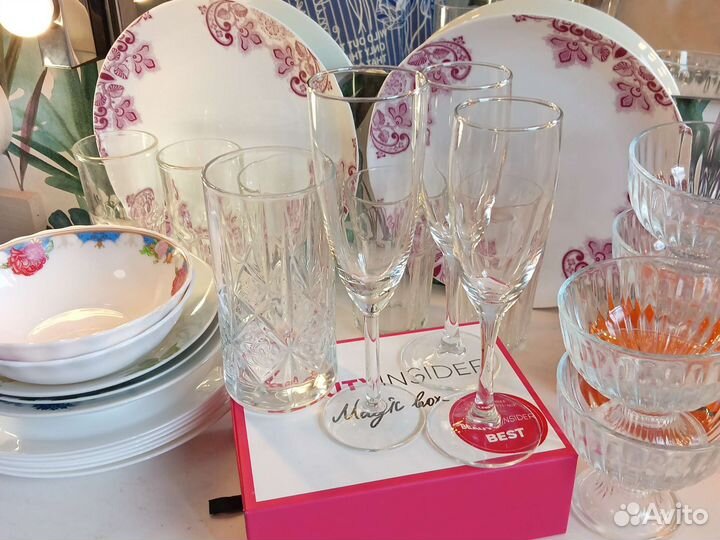 Больш Стаканы бакалы Икея креманки тарелк Франция