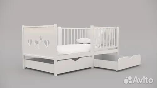 Кроватка из натурального дерева для малыша Лисенок