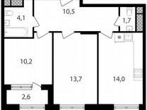 2-к. апартаменты, 56,8 м², 4/30 эт.