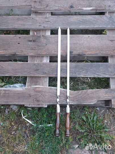 Шампур широкий для люля с деревянной ручкой