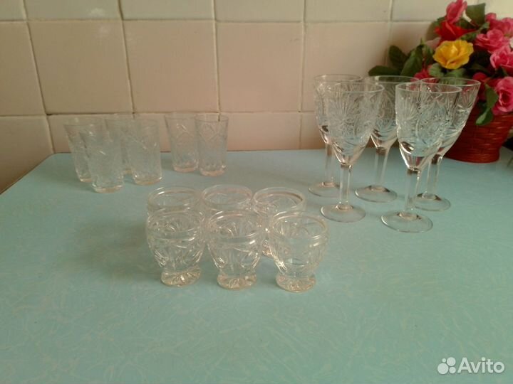 Наборы хрустальных фужеров рюмок СССР новое